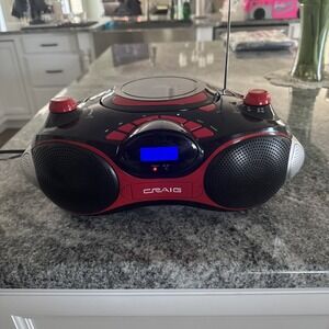 Craig CD6498N Mini Boombox CD-Radio-Aux-W/Cord-Red-2016-Tested, Works‎